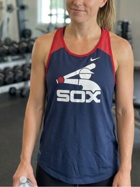 Nike Navy and Red SOX Racerback Coverup Tank Top